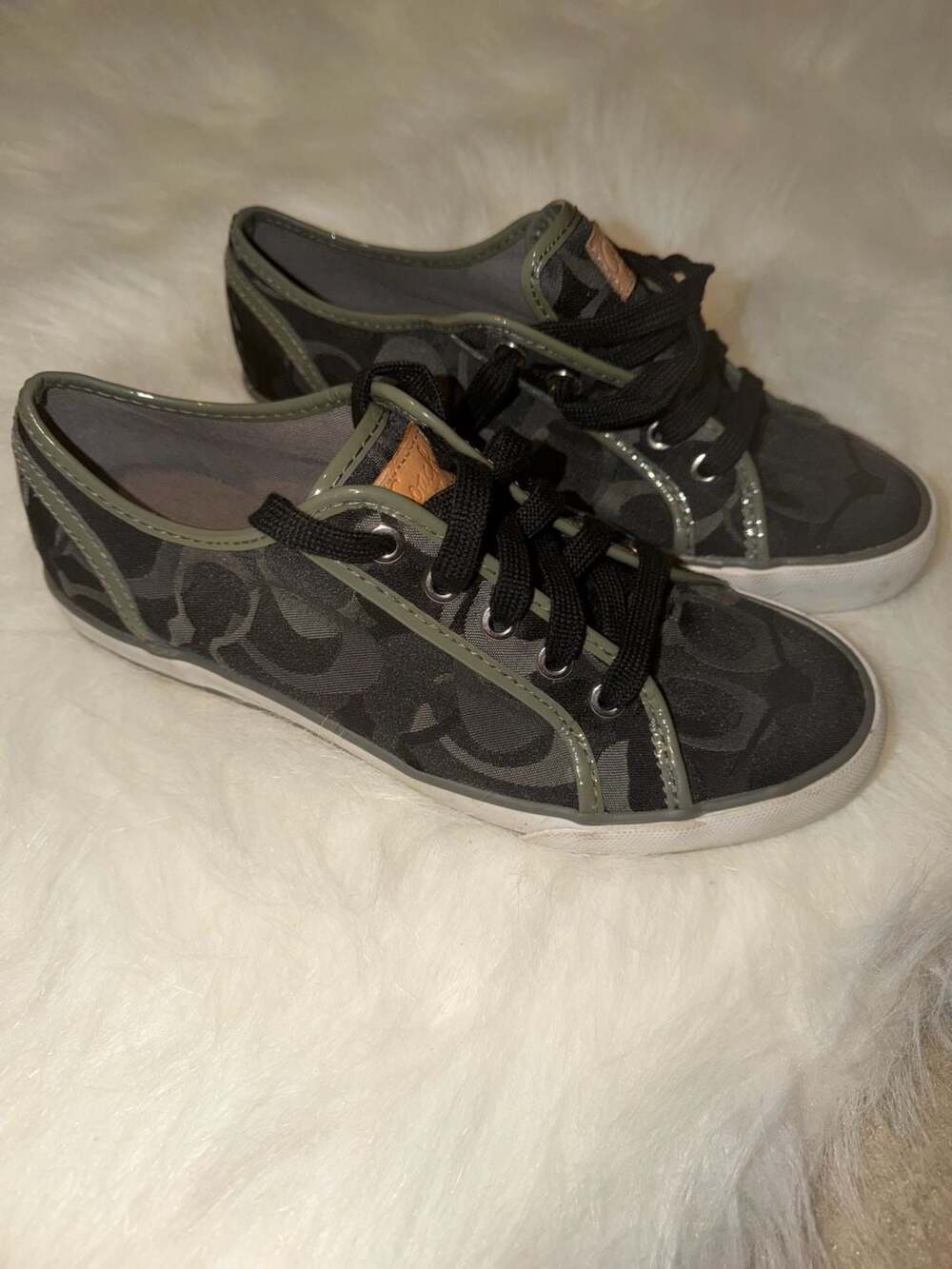 Coach Optic Black and Gray Monogram Lace-up Sneakers